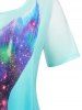 Plus Size 3D Galaxy Print Ombre Color T Shirt -  