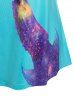 T-shirt à Imprimé Galaxie 3D en Couleur Ombrée de Grande Taille - Bleu clair L