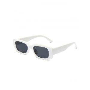

Narrow Rectangle Wide Temple Retro Sunglasses, White