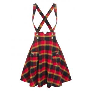 

Crisscross Front Pockets Suspender Skirt, Multi