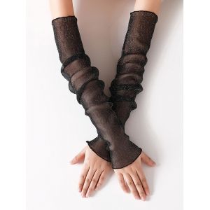 

Glitter See Thru Mesh Arm Sleeves, Black