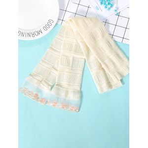 

Outdoor Pleated Floral Lace Sunproof Arm Sleeves, Beige