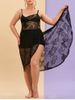 Plus Size Butterfly Floral Lace Wrap Cover Up Dress -  