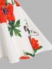 Blouse Plongeante Fleurie Imprimée Haute Basse de Grande Taille - Blanc 2X