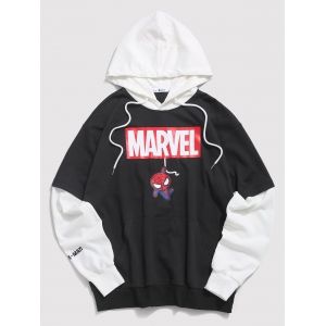 

Marvel Spider-Man Faux Twinset Hoodie, Black