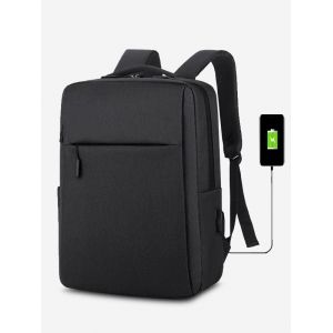 

Rectangle Travel Sports USB Interface Backpack, Black