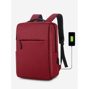 

Rectangle Travel Sports USB Interface Backpack, Red