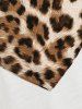 Leopard Heart Print V Neck Tank Top -  