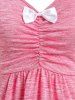 Plus Size Bowknot Strawberry Print Ruched Tee -  