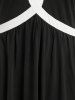 Robe Longueur à Genou Contrastée avec Passepoil de Grande Taille - Noir 3X