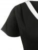 Robe Longueur à Genou Contrastée avec Passepoil de Grande Taille - Noir 5X