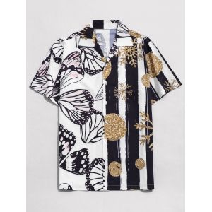 

Snowflake and Butterfly Print Beach Shirt, White