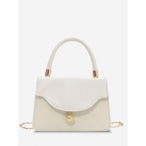 

Golden Ball Embellished Flap Crossbody Bag, White