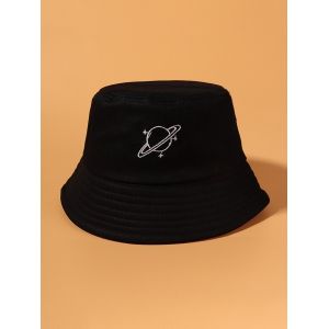 

Planet Embroidery Pattern Bucket Hat, Black