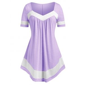

Plus Size Two Tone Tunic Swing Tee, Light purple