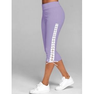 

Lace Up Capri Leggings, Light purple