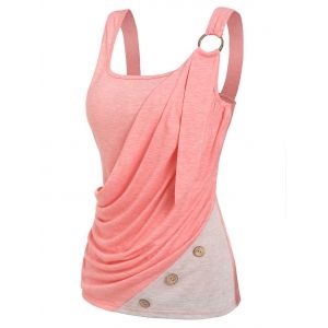

Draped O Ring Two Tone Tank Top, Light pink