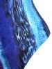Maillot de Bain Léopard Superposé Peau de Serpent de Grande Taille à Volants Une-Pièce - Bleu 4X
