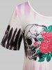Plus Size Tie Dye Skull Print Gothic Tee -  