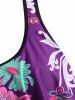 Plus Size Flower Paisley Draped High Waisted Tummy Control Tankini Swimwear -  
