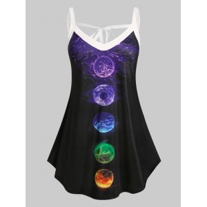 

Plus Size Moon Eclipse Tied Curved Hem Tank Top, Black