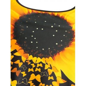 Plus Size Sunflower Butterfly Print Modest Tankini Swimwear