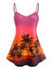 Plus Size Sunset Palm Print Swing Camisole -  