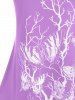 Débardeur Croisé au Crochet à Imprimé Papillon et Branche de Grande Taille - Violet clair L