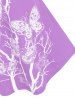 Débardeur Croisé au Crochet à Imprimé Papillon et Branche de Grande Taille - Violet clair 4X