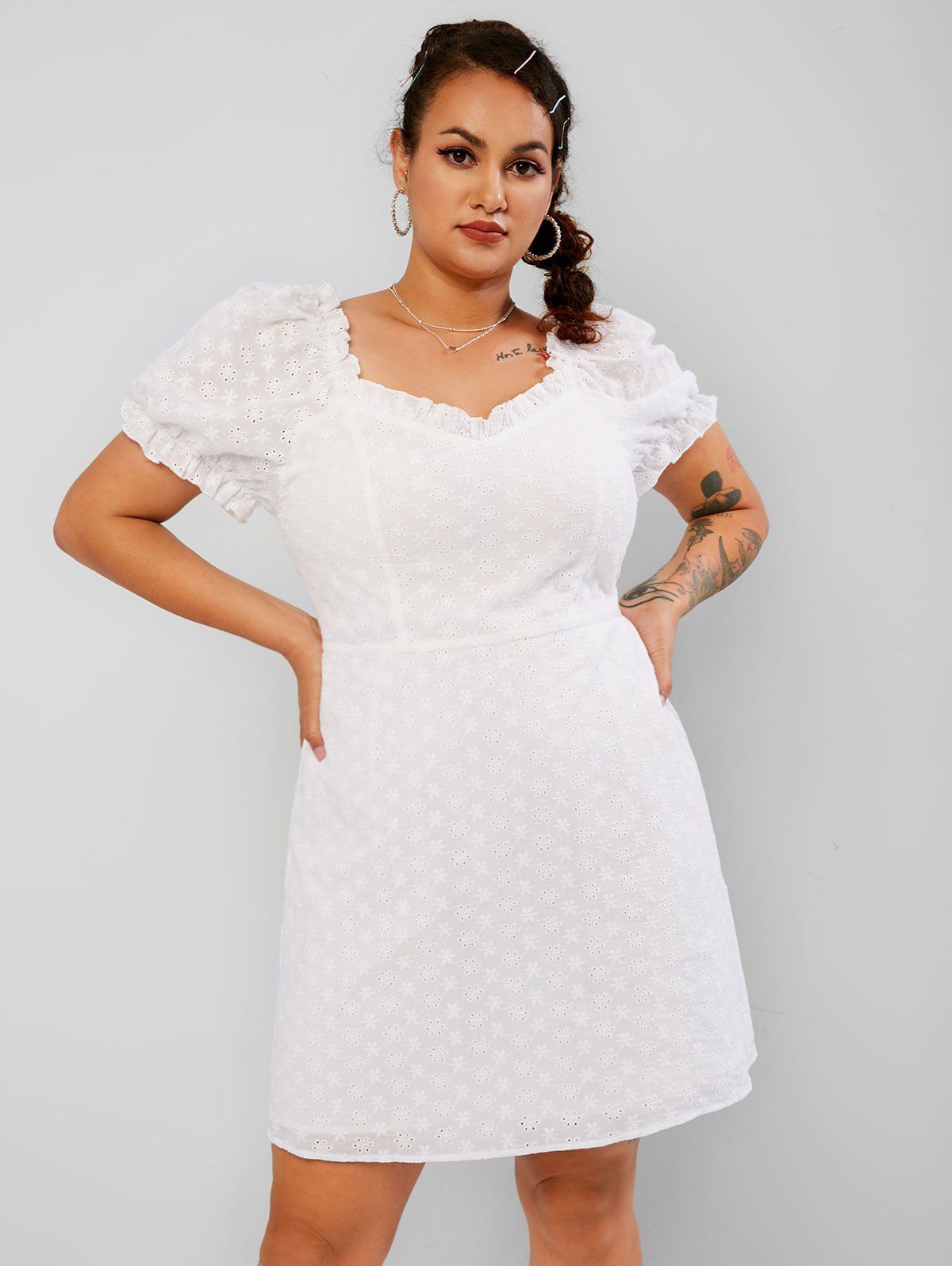 Broderie anglaise dress plus size Clearance