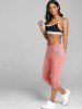 Legging Court Boutonné en Dentelle Insérée - Rose clair XL