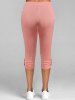 Legging Court Boutonné en Dentelle Insérée - Rose clair XL