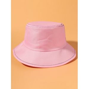 

Metallic Topstitching Detail Bucket Hat, Pink