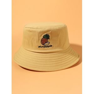 

Pineapple Embroidery Cotton Bucket Hat, Yellow