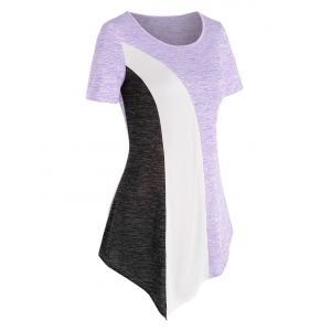 

Colorblock Irregular T Shirt, Light purple