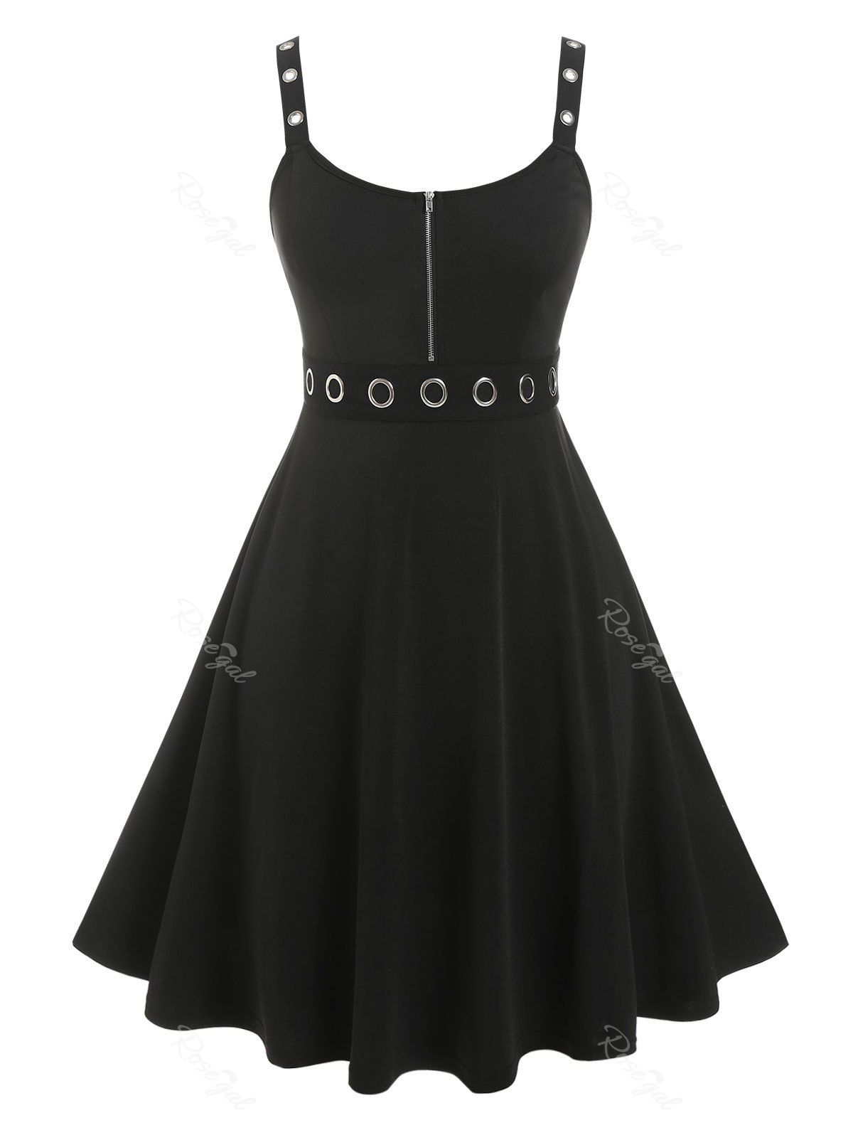 Buy Plus Size Zippered Grommets Vintage Gothic Dress  