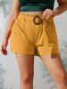 Plus Size Cuffed Hem Mini Paperbag Shorts -  
