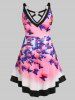 Plus Size O Ring Butterfly Dreamcatcher Print Cutout Dress -  