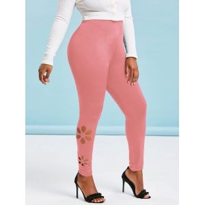 

High Waisted Lacer Cut Side Plus Size Basic Leggings, Light pink