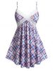 Plus Size Geometric Plaid Skirted Guipure Lace Cami Top -  