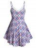 Plus Size Geometric Plaid Skirted Guipure Lace Cami Top -  