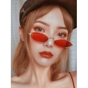 

Retro Metal Oval Small Sunglasses, Red