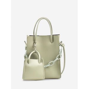 

2Pcs Brief Chain Rectangle Tote Bag Set, Light green