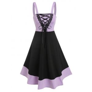 

Lace Up Colorblock Dress, Multi