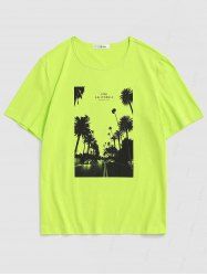 California Palm Tree Print Short Sleeve T-shirt -  