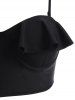Maillot de Bain Tankini Feuille Fleuri à Volants à Armature - Noir L