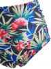 Maillot de Bain Tankini Feuille Fleuri à Volants à Armature - Noir L