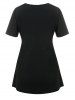 T-shirt Gothique Curve à Imprimé Crâne et Ailes Grande Taille - Noir 5X