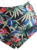 Ruffle Underwire Floral Leaf Ruched Tankini Swimwear -  