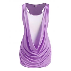 

Plus Size Draped Ruched Twofer Racerback Tunic Tank Top, Light purple